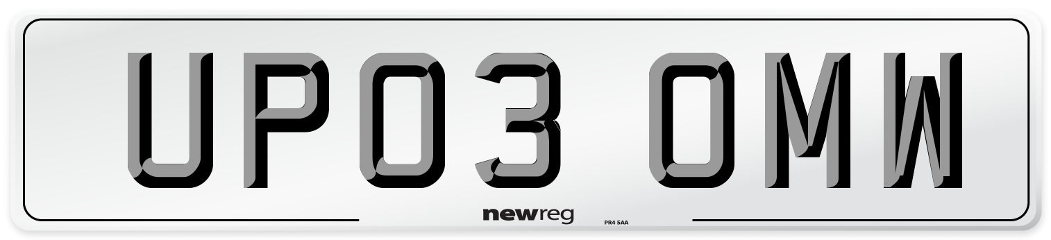 UP03 OMW Number Plate from New Reg
